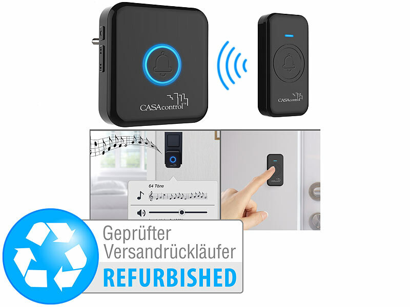 ; Funkklingel mit Licht und Ton-Signal, Steckdosen-Funkklingeln mit kinetischem Schalter, erweiterbar Funkklingel mit Licht und Ton-Signal, Steckdosen-Funkklingeln mit kinetischem Schalter, erweiterbar 
