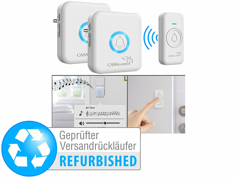 ; Funkklingel mit Licht und Ton-Signal, Steckdosen-Funkklingeln mit kinetischem Schalter, erweiterbar Funkklingel mit Licht und Ton-Signal, Steckdosen-Funkklingeln mit kinetischem Schalter, erweiterbar Funkklingel mit Licht und Ton-Signal, Steckdosen-Funkklingeln mit kinetischem Schalter, erweiterbar 